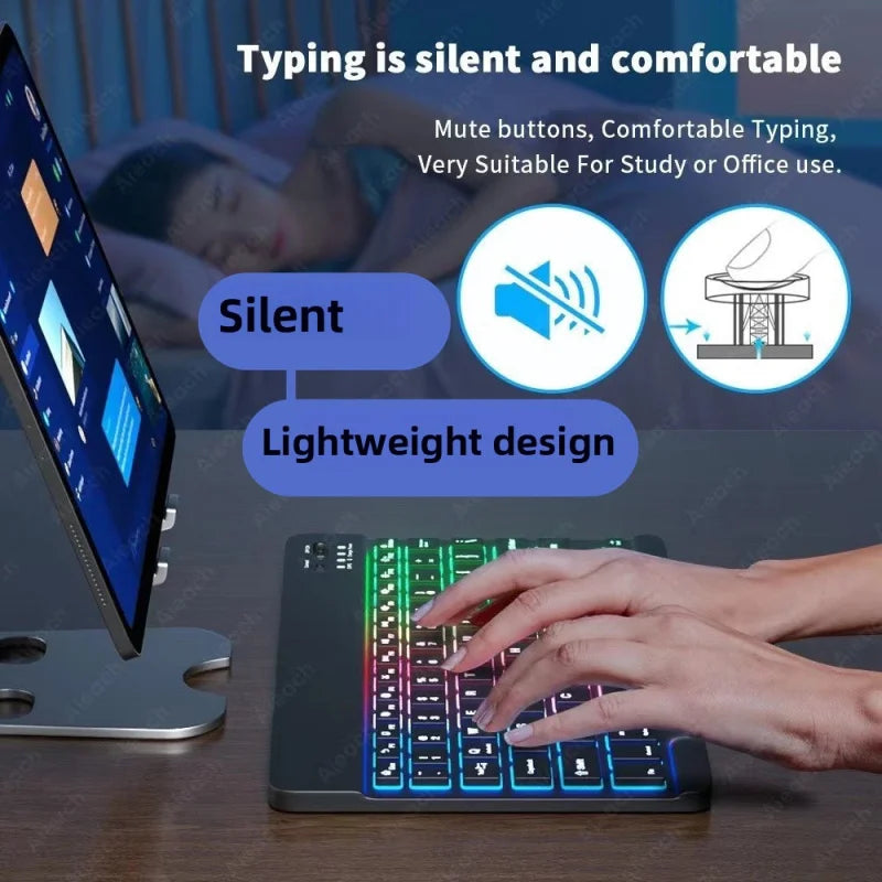 Wireless Bluetooth Keyboard with 3 Color Luminous Backlit