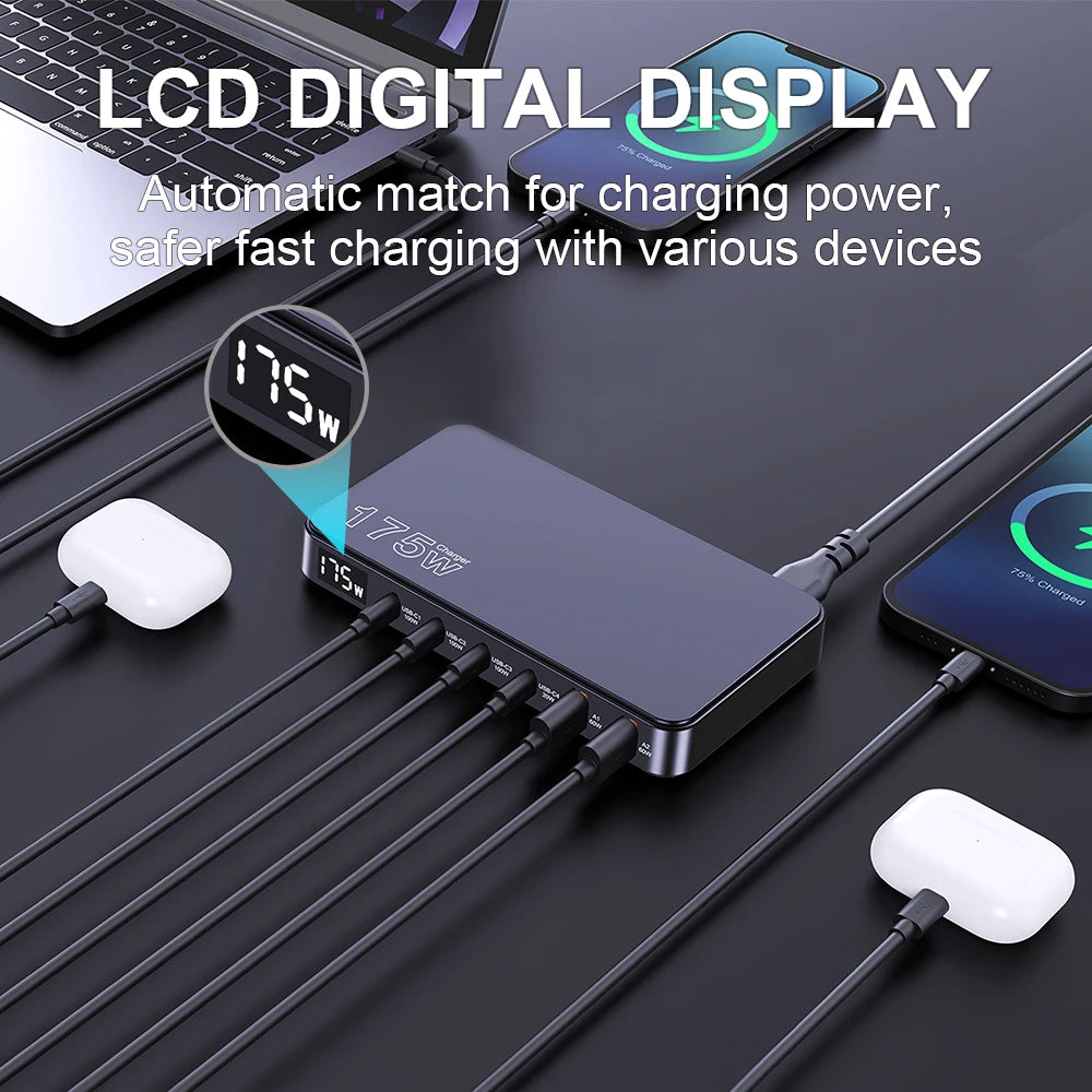 USB Charger GaN 175W 6-Port Fast Charging