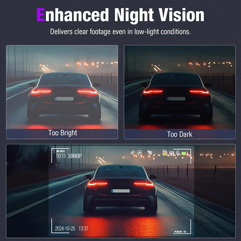 Dashcam Car WiFi Triple Lens 1080P HD Night Vision