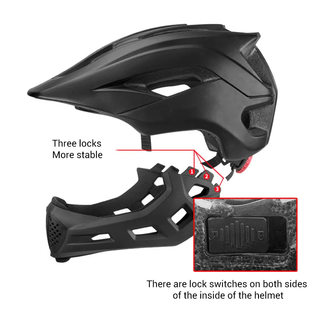 Kids Bike Helmet Full Face with Detachable Chin Guard