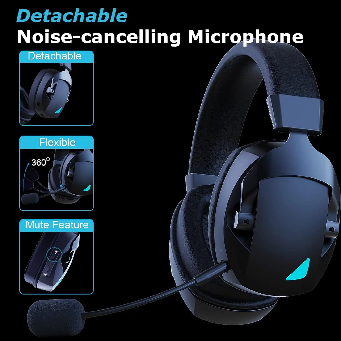 Wireless Bluetooth Noise Cancelling Gaming Headset with Mic
