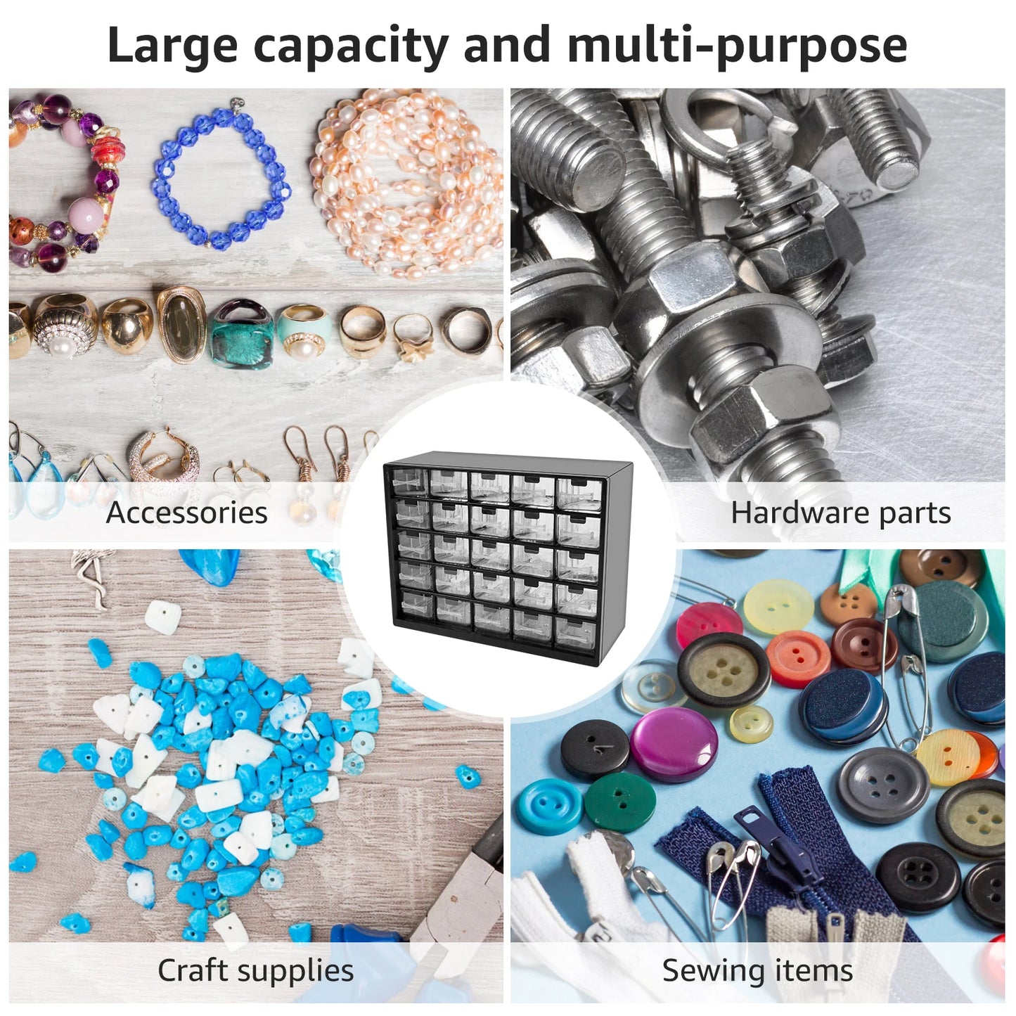 Storage Cabinet Plastic Drawer Box 25-Grid Stackable Organizer