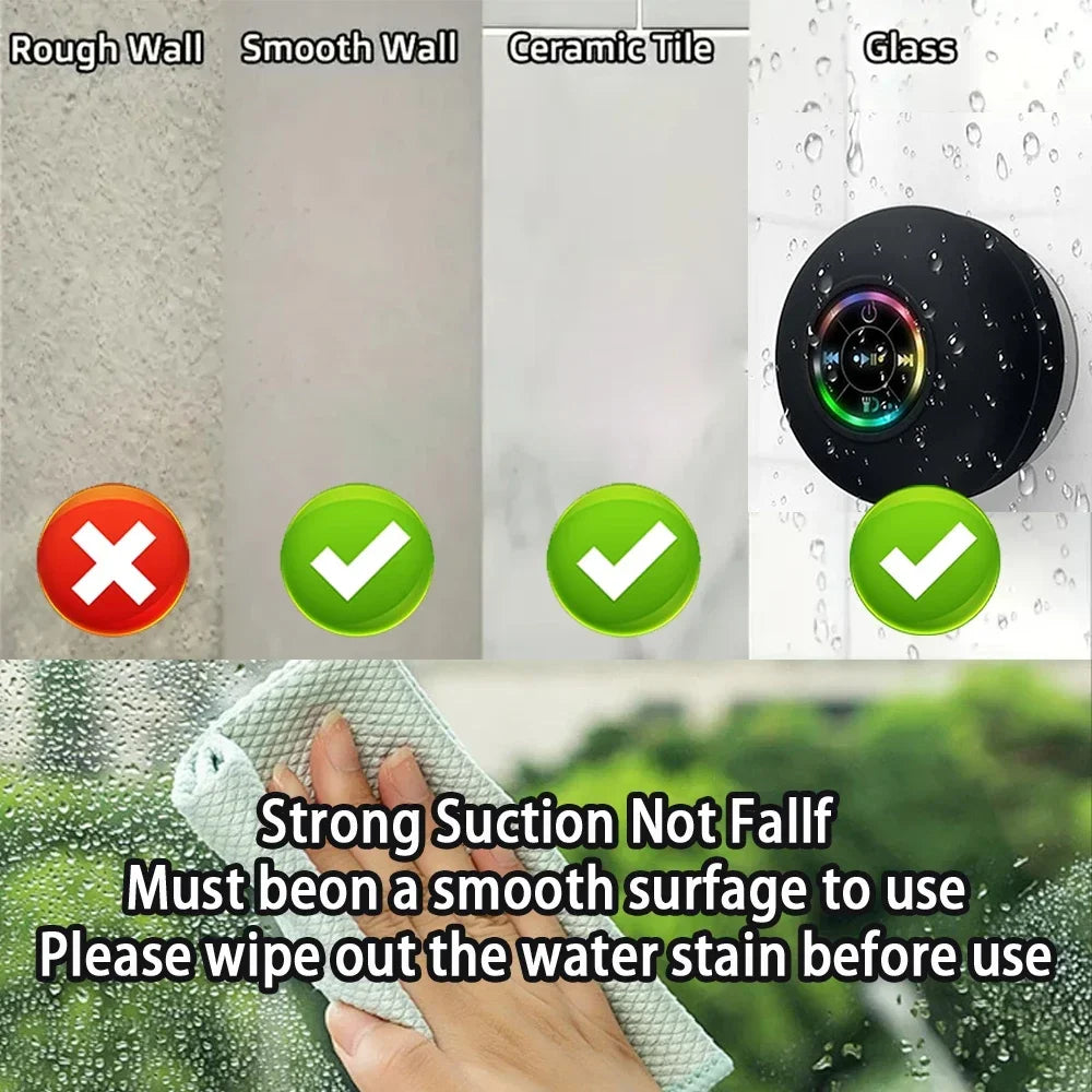 Bluetooth Portable Waterproof Speaker Suction Cup Bathroom Loudspeaker