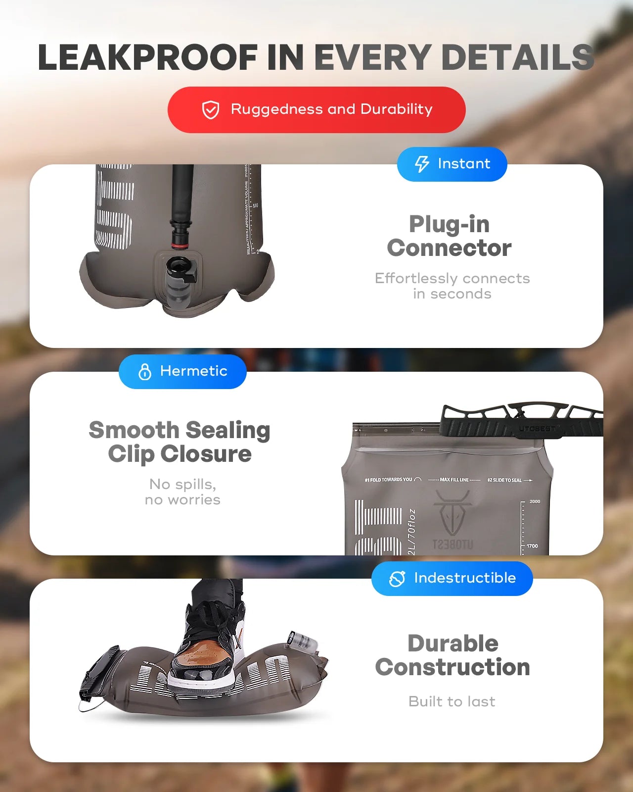 Water Bladder with Hydration Pack 3L TPU Reservoir Bag