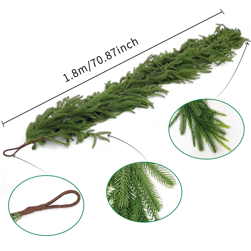 Christmas Garland with Norfolk Pine Artificial Greenery