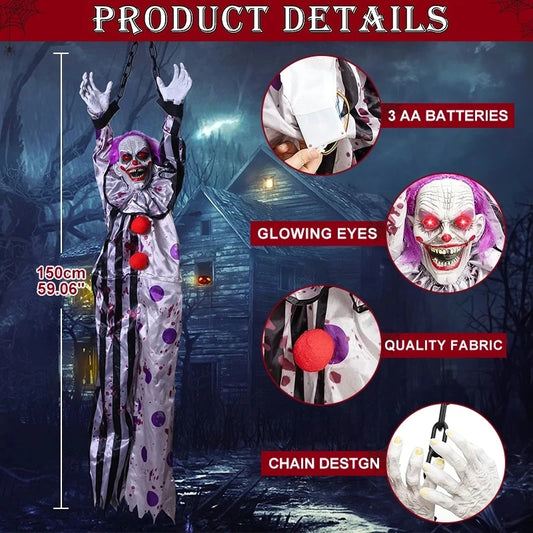 Halloween Clown Animatronic Hanging Decoration