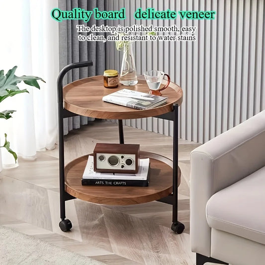 Coffee Table Storage Wheels Retro Hardwood