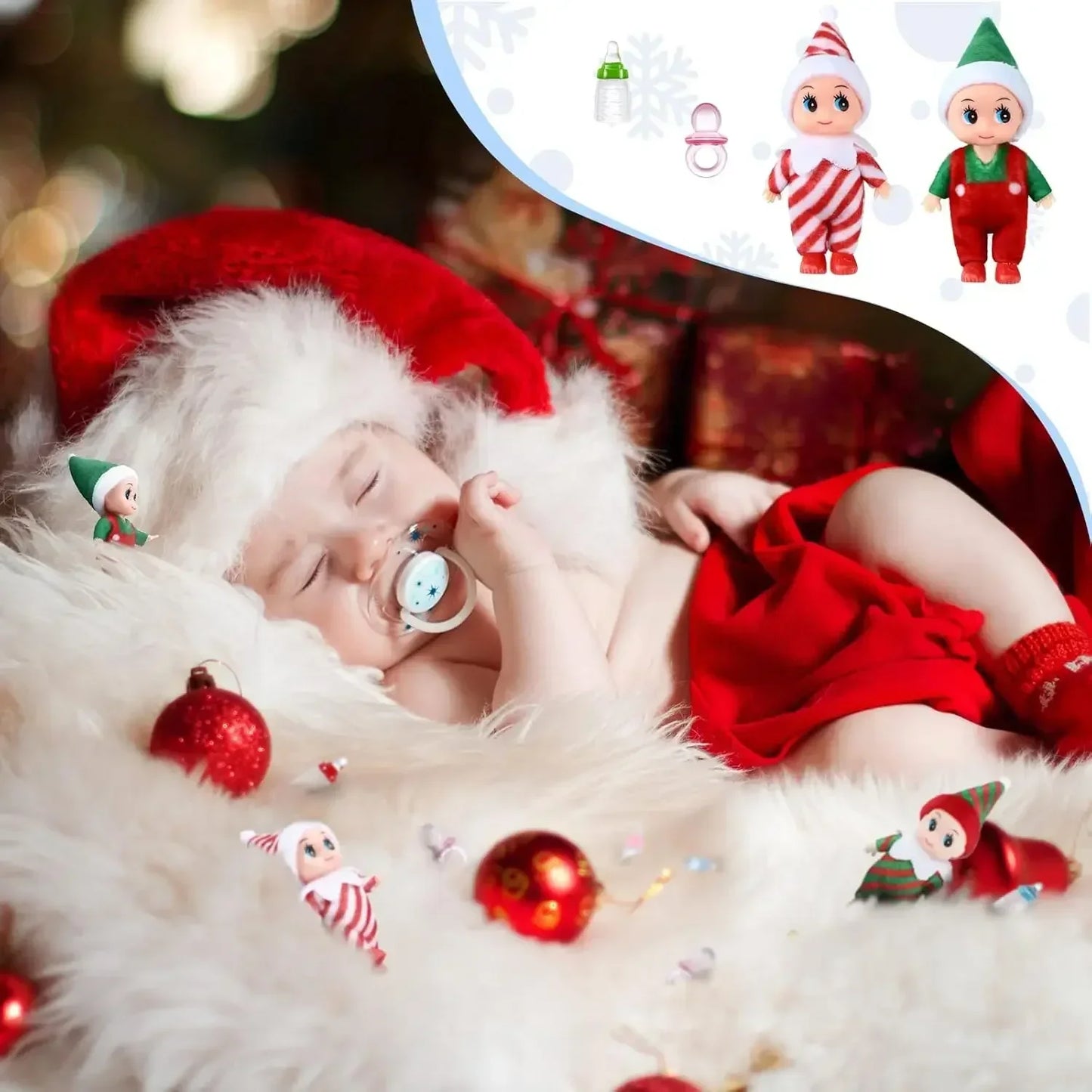 Christmas Elf Dolls with Mini Plush Set (6pcs)