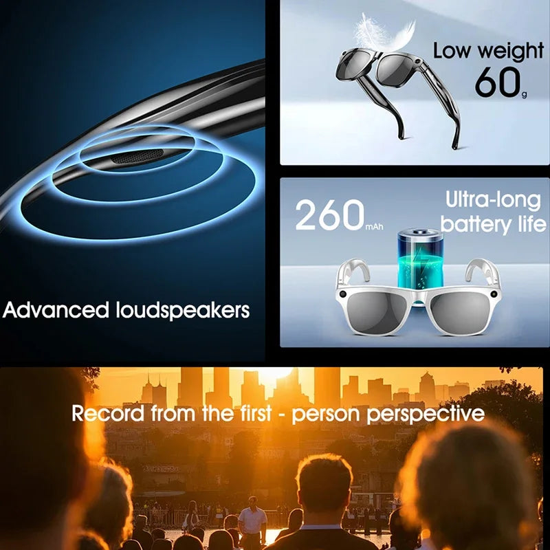 Smart Glasses 4K Camera AI Voice Bluetooth Call