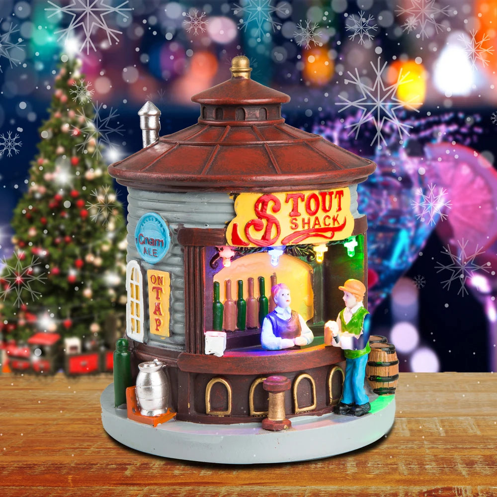 Christmas Village House with LED Light Up Figurine