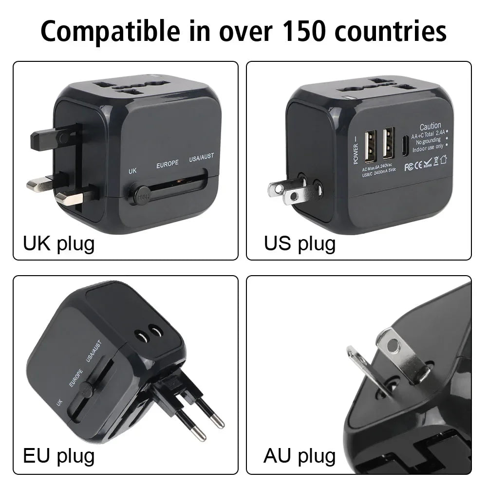 Travel Adapter Universal Wall Charger with USB Type C