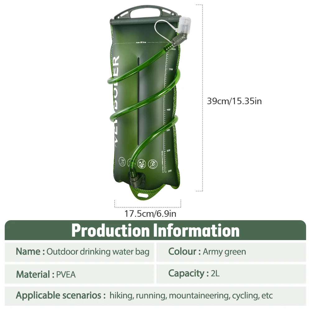 Outdoor Hydration Backpack Water Bladder 2L PEVA Reservoir