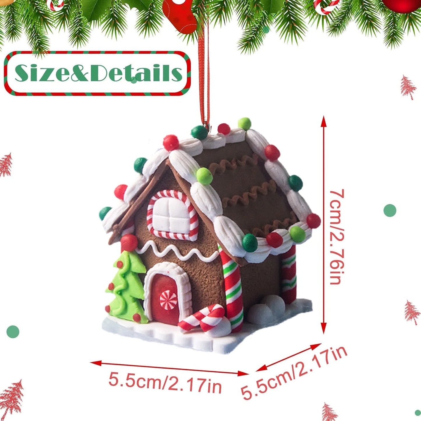 Christmas Ornaments Gingerbread House Hanging Set