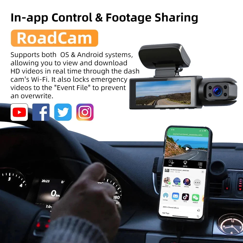 Dash Cam Car WiFi Dual Lens 1080P