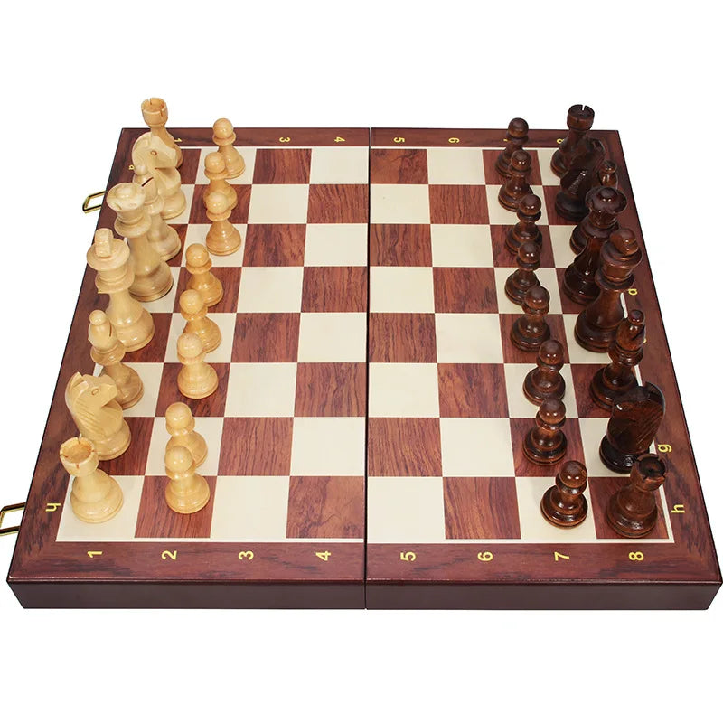 Chessboard Wooden Folding 39cm with Pieces