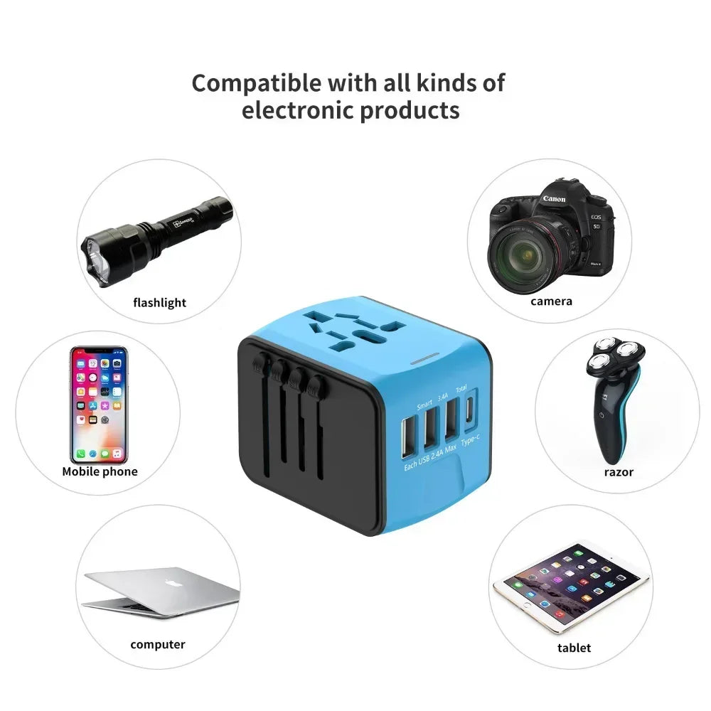 Travel Adapter Universal Plug with USB Type-C Ports