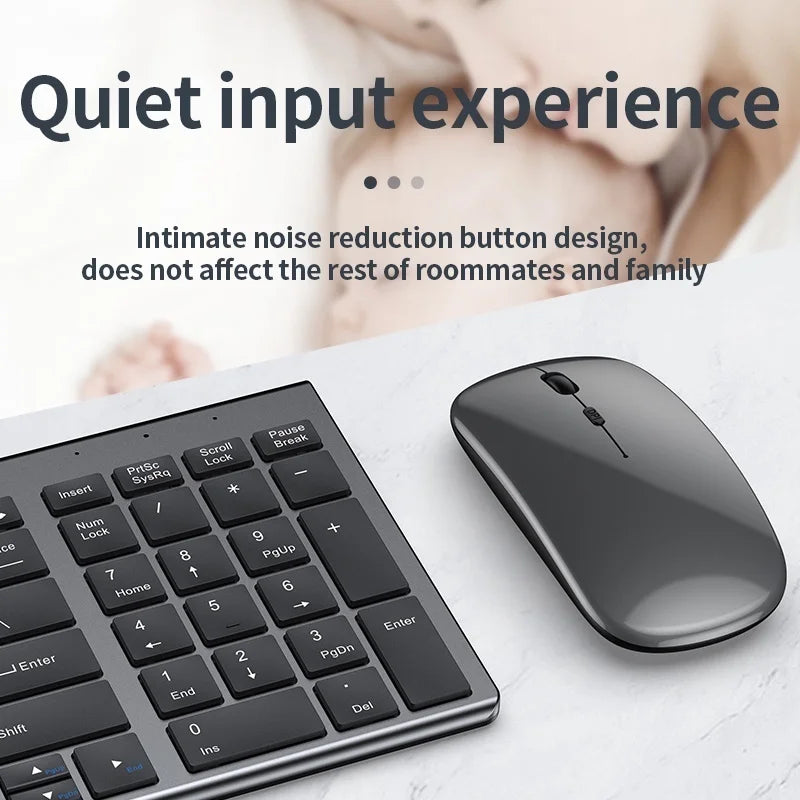 Slim Wireless Bluetooth Rechargeable Keyboard Mouse Set