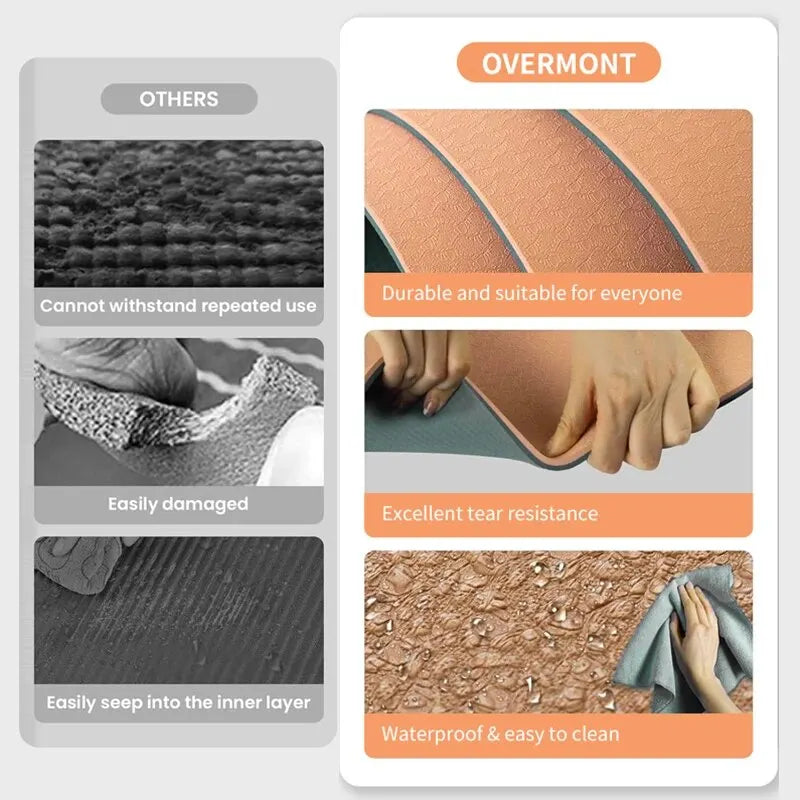 Yoga Mat Non Slip TPE with Carry Strap and Bag