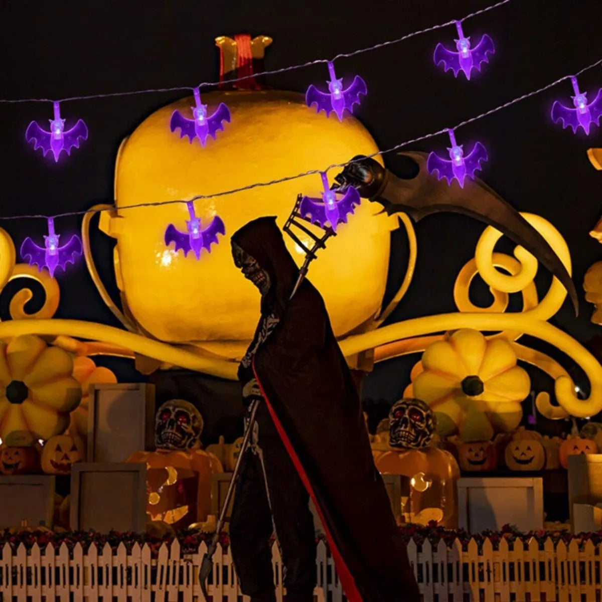 Halloween String Lights Purple Bat for Decoration