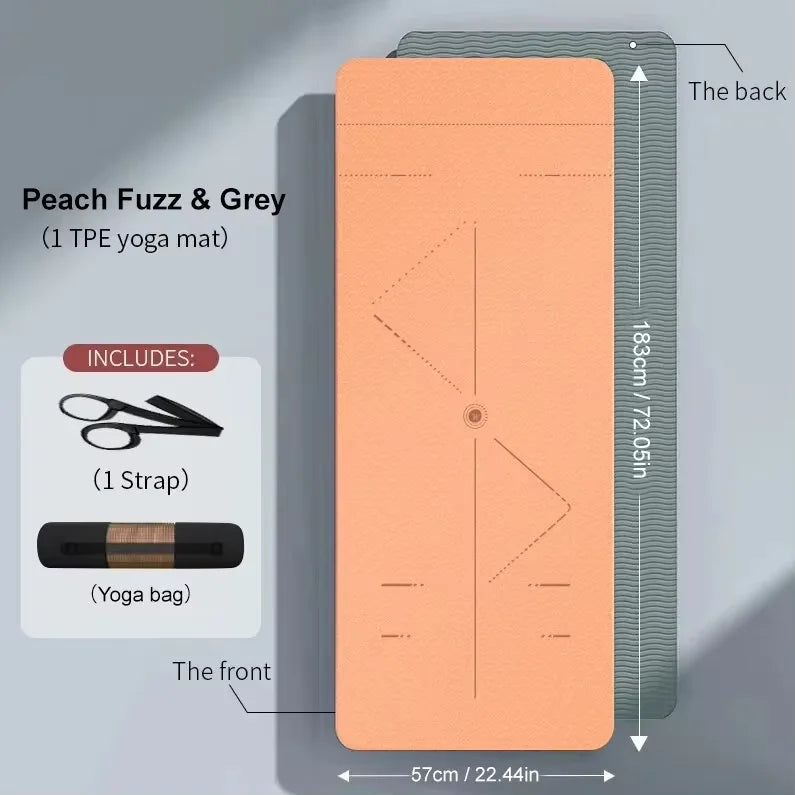 Yoga Mat Non Slip TPE with Carry Strap and Bag
