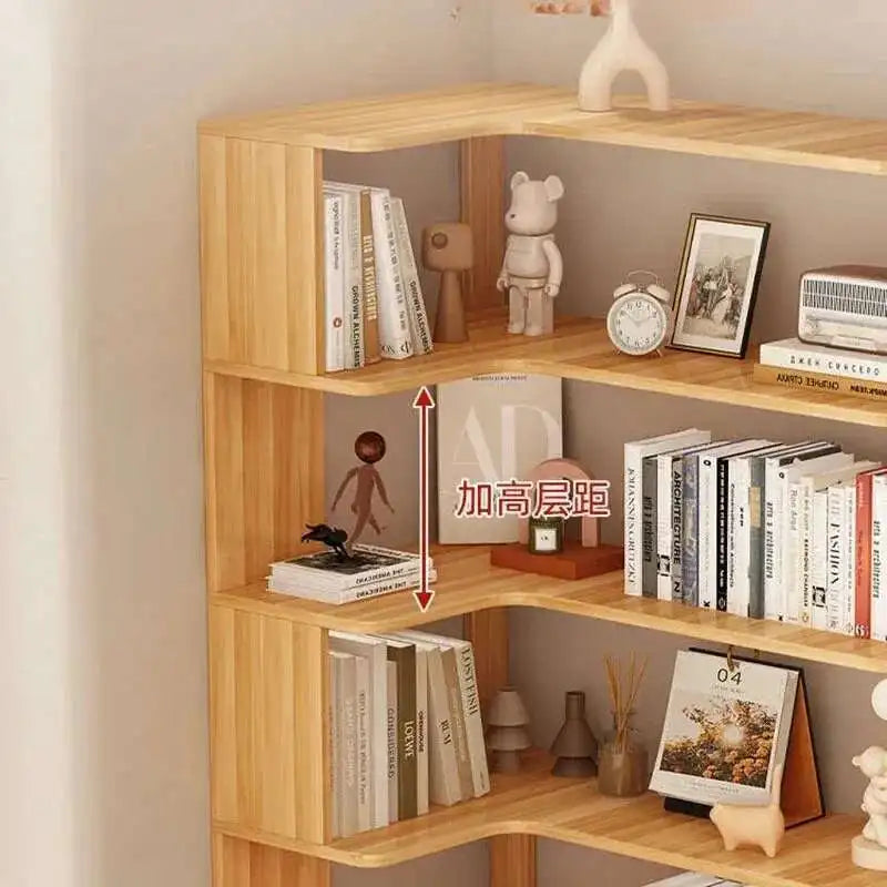Bookcase Solid Wood Corner Modern Storage