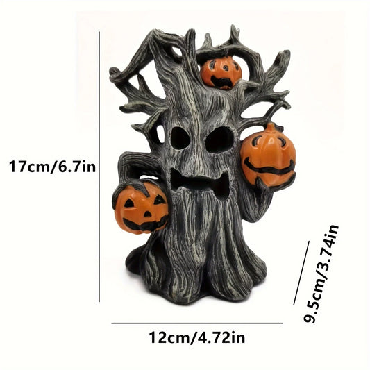 Halloween Pumpkin Tree Monster Statue Resin Ornament