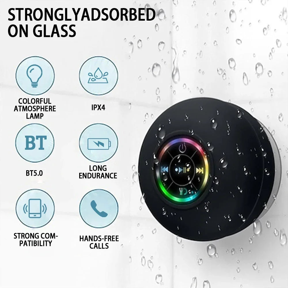 Bluetooth Portable Waterproof Speaker Suction Cup Bathroom Loudspeaker
