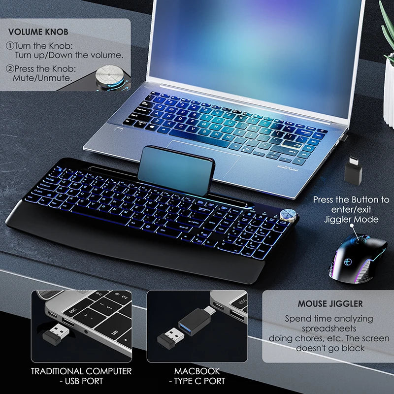 RGB Wireless Rechargeable Keyboard Mouse Combo