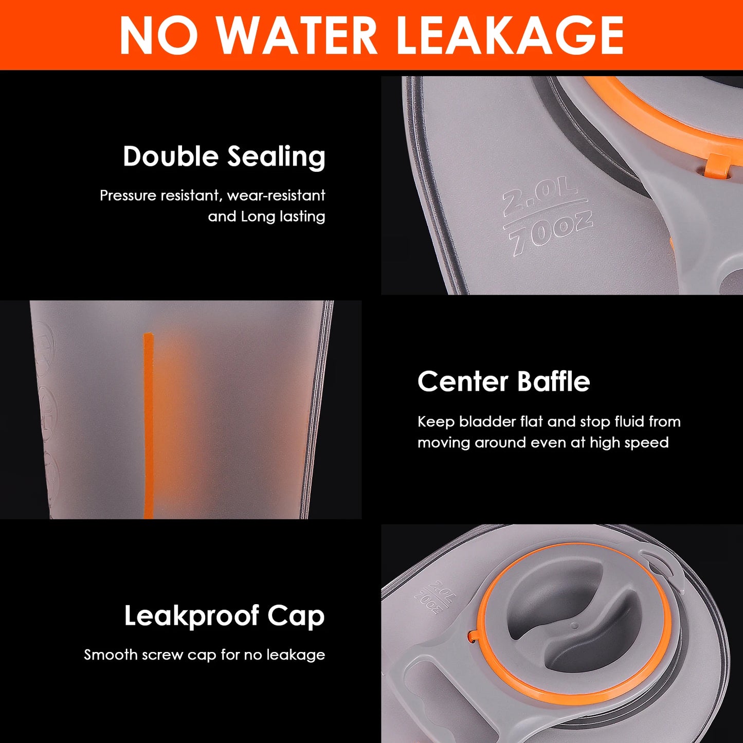 Hydration Bladder with 2L Water Reservoir Bag Leak-Proof
