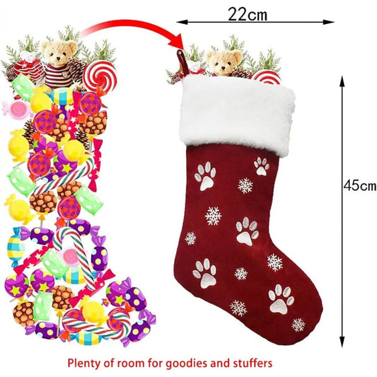 Personalized Christmas Socks with Pet Paw Print Design, Perfect Holiday Gift and Decoration for Home Parties, Festive Home Decor