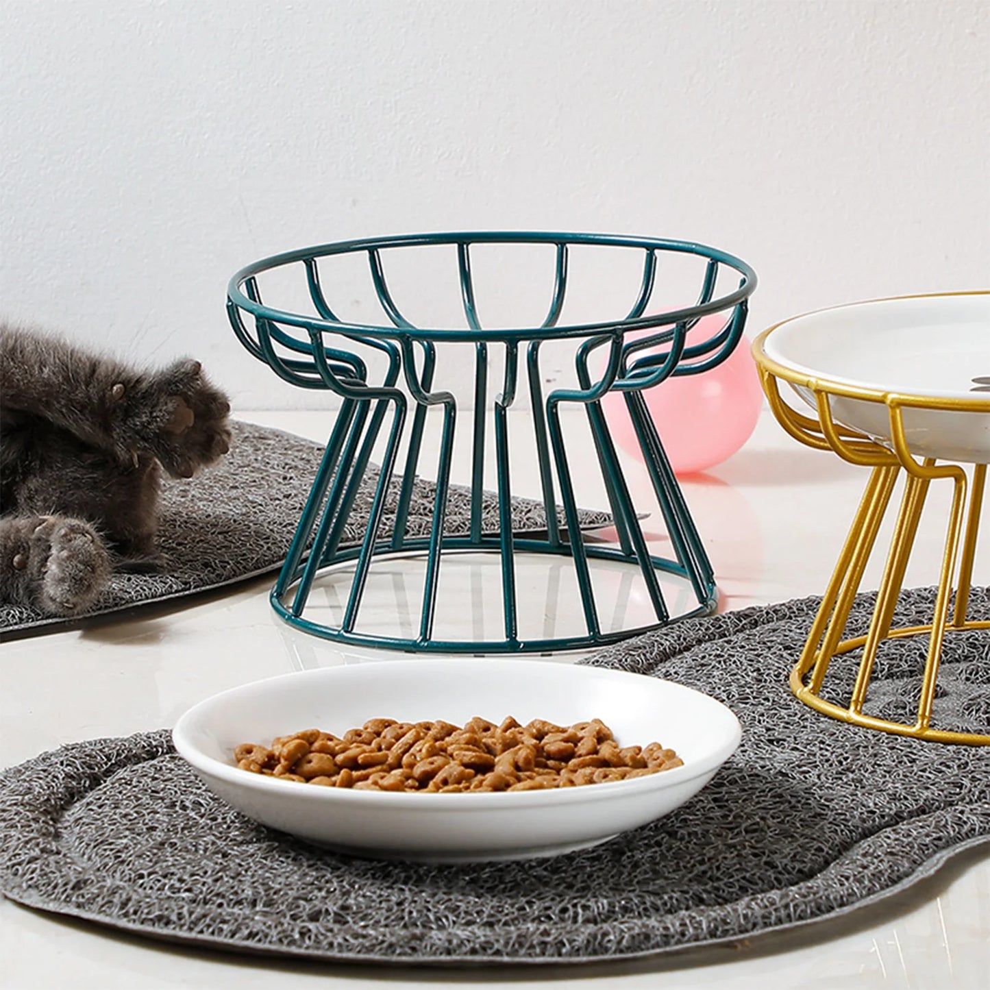 Cat Food Bowl Ceramic Wide Non Slip Shallow Dish