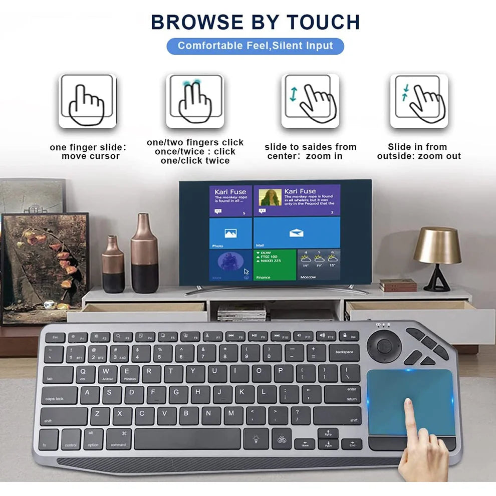Rechargeable Wireless Bluetooth Keyboard with Touchpad & Backlight