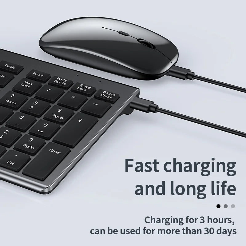 Slim Wireless Bluetooth Rechargeable Keyboard Mouse Set