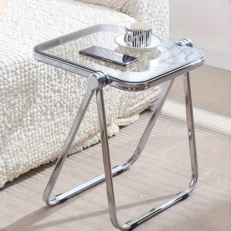 Coffee Table Folding Transparent for Sofa Balcony
