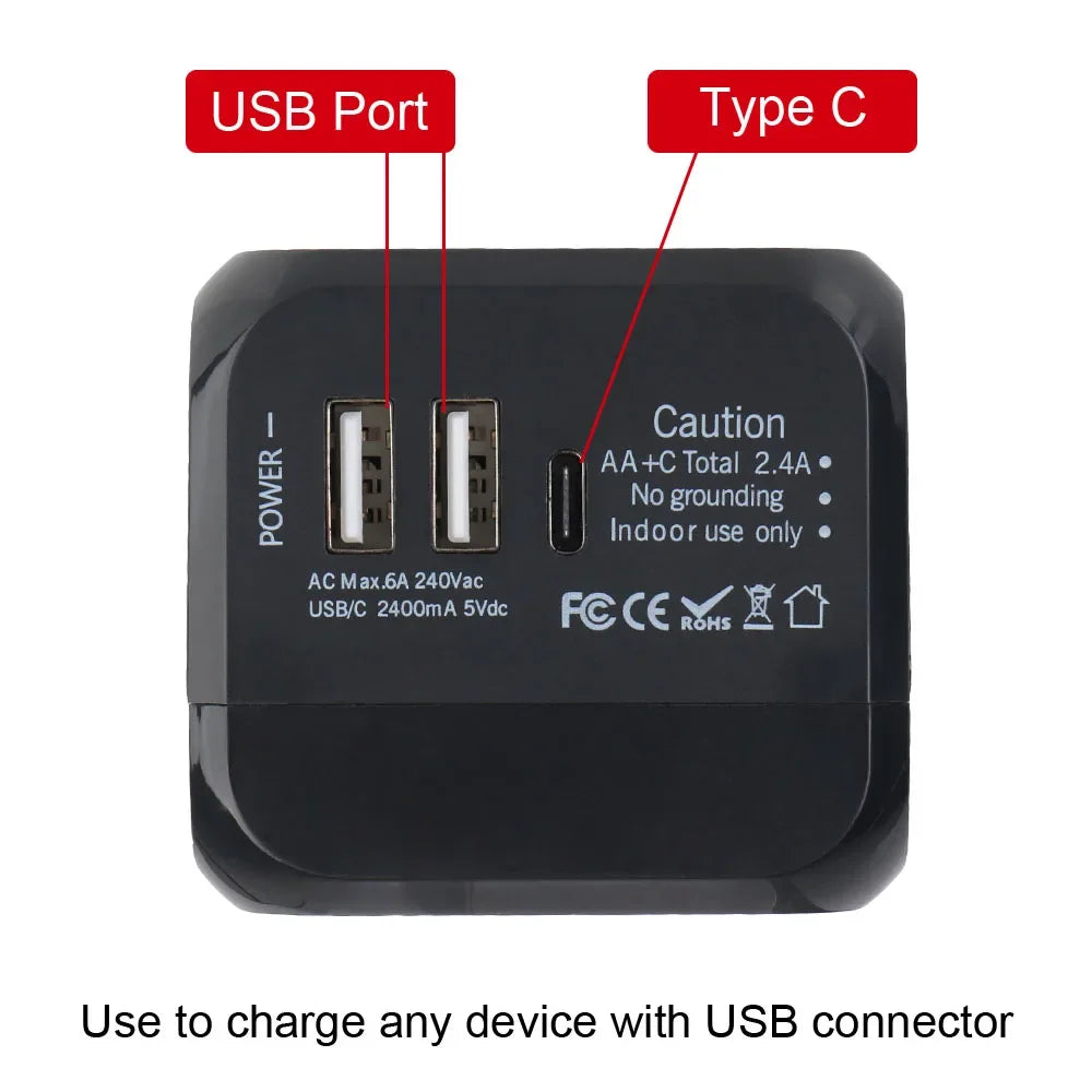 Travel Adapter Universal Wall Charger with USB Type C
