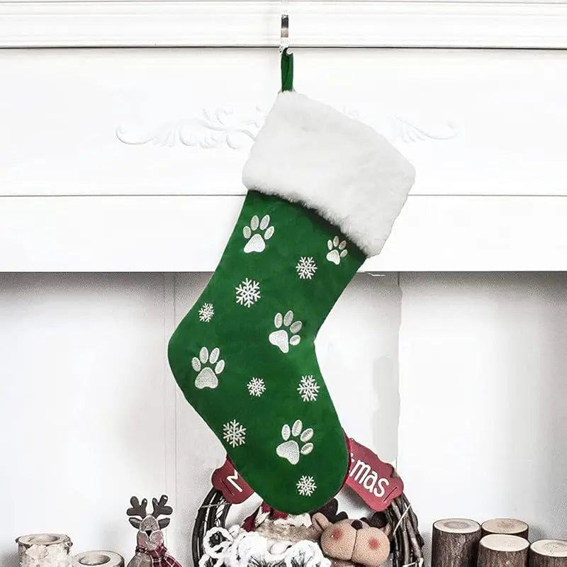 Personalized Christmas Socks with Pet Paw Print Design, Perfect Holiday Gift and Decoration for Home Parties, Festive Home Decor