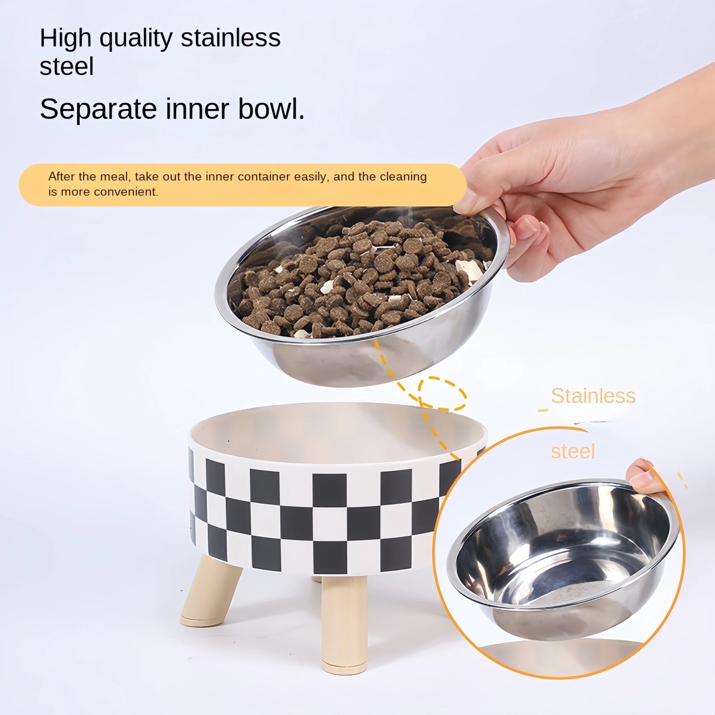 Cat Dog Feeder Bowl Raised Stainless Steel Stand