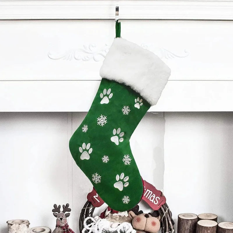 Personalized Christmas Socks with Pet Paw Print Design, Perfect Holiday Gift and Decoration for Home Parties, Festive Home Decor