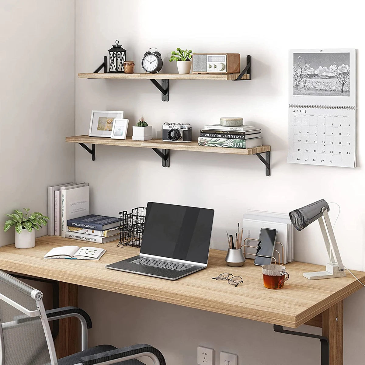 Wall Shelves with Wooden Floating for Living Room