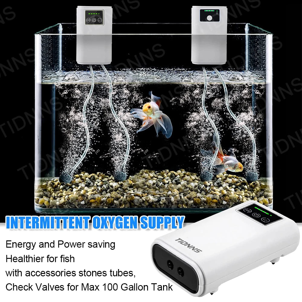Aquarium Air Pump Rechargeable Silent USB Lithium Battery