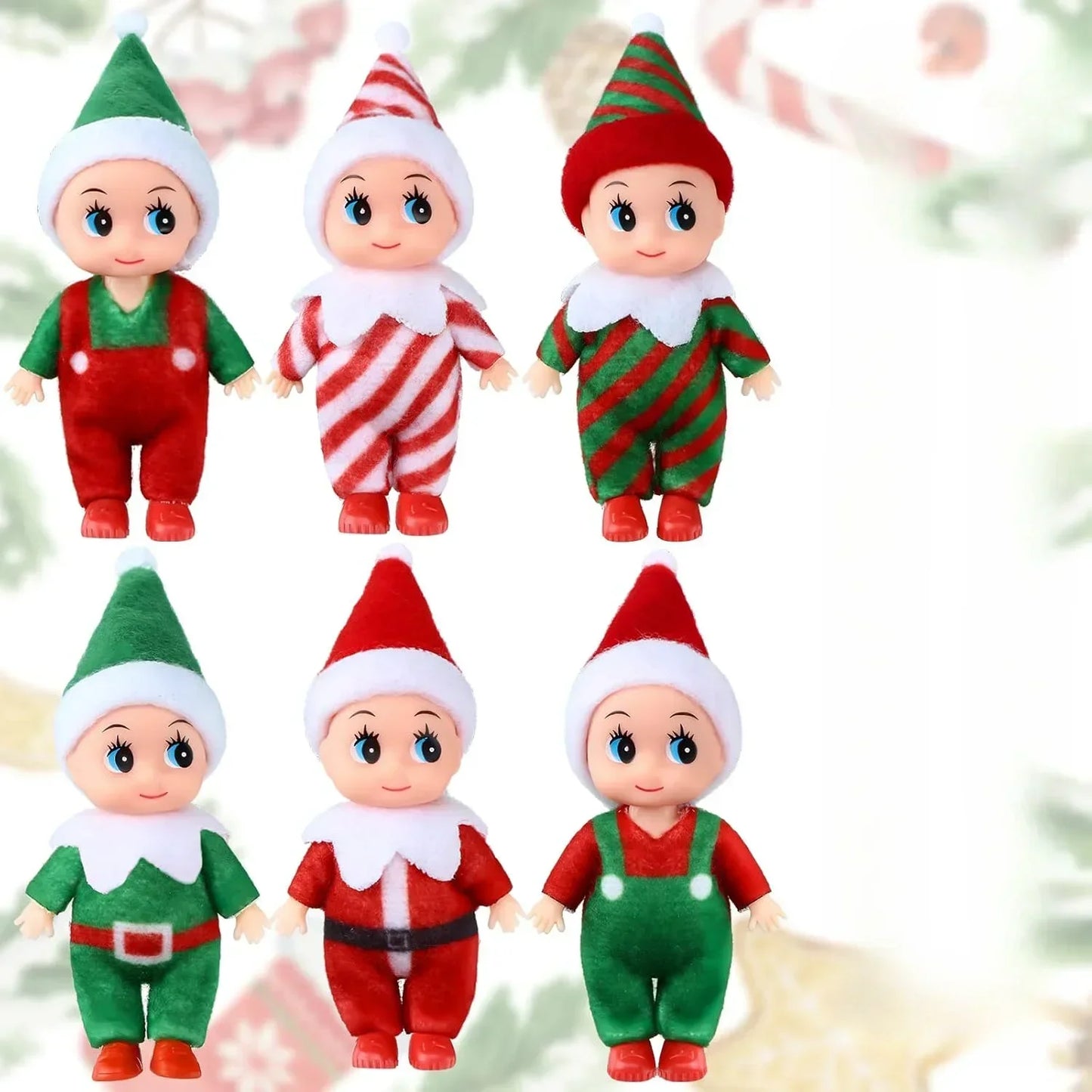 Christmas Elf Dolls with Mini Plush Set (6pcs)