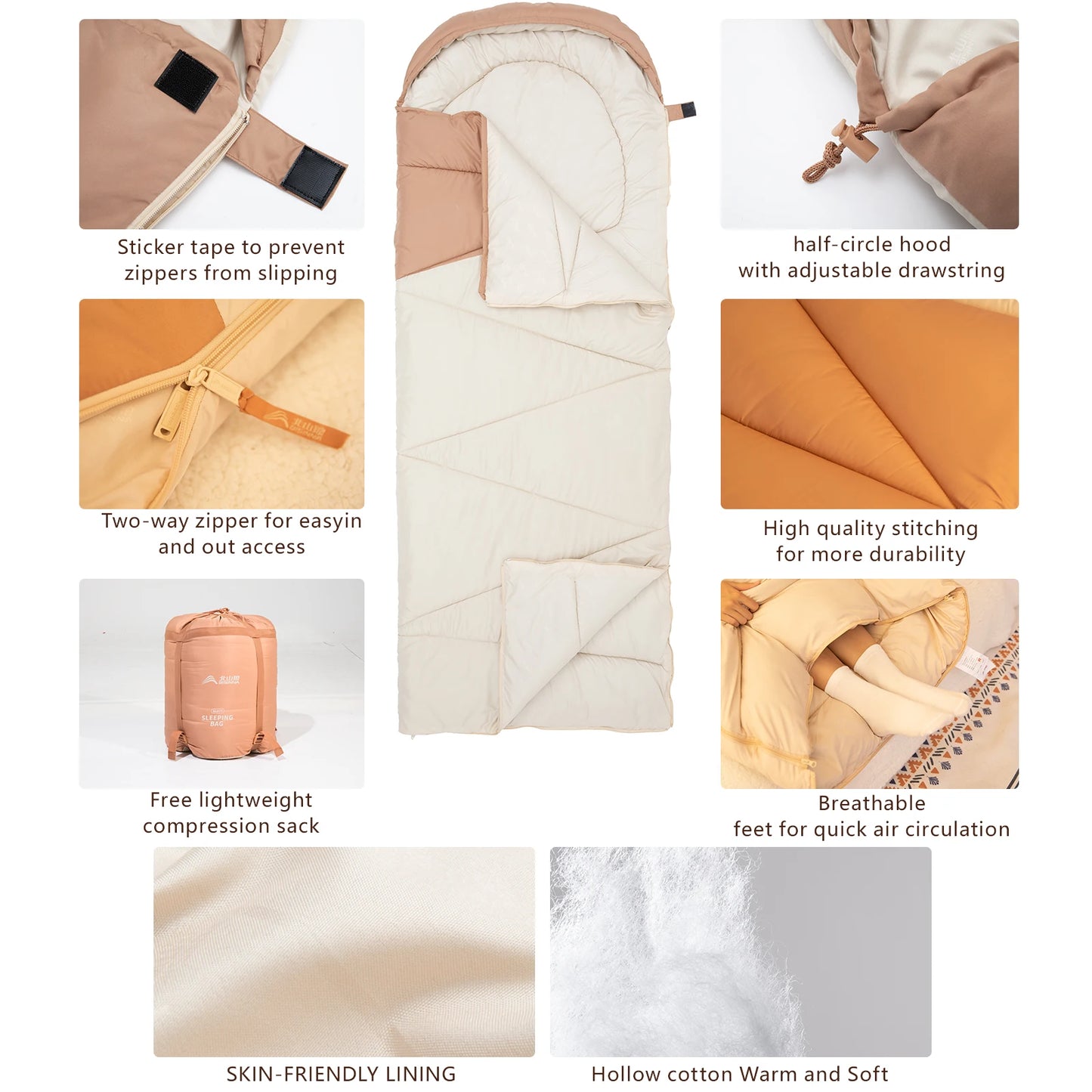 Outdoor Sleeping Camping Bag with Ultralight 4 Season Cotton