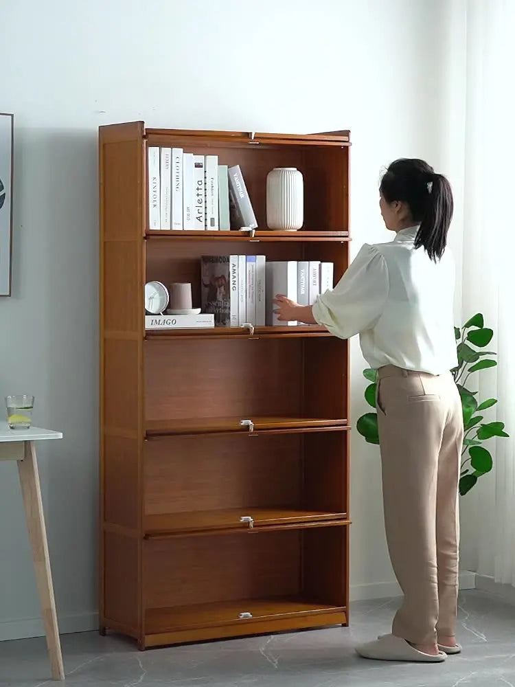 Bookshelf Storage Cabinet with Flip Doors