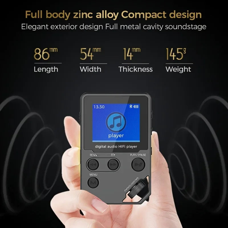 Bluetooth MP3 Player Zinc Alloy 8GB Lossless Audio