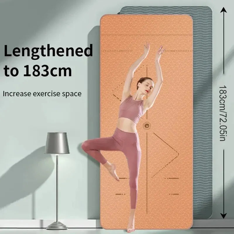 Yoga Mat Non Slip TPE with Carry Strap and Bag