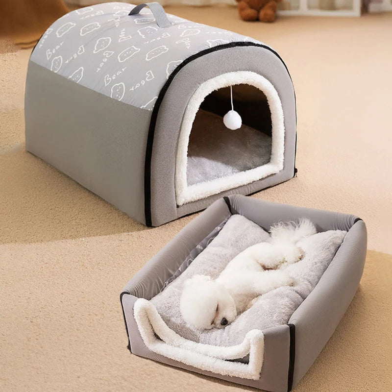 Dog House Detachable Warm Bed with Non-Slip Base