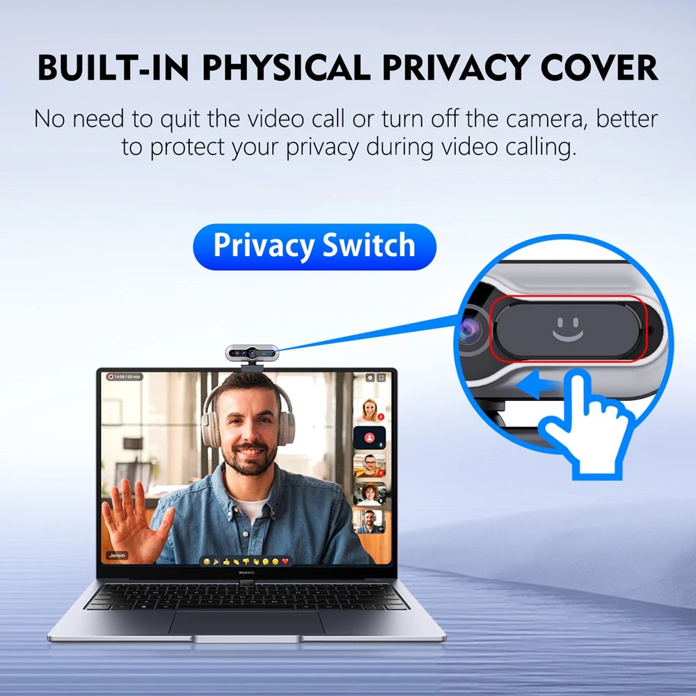 Webcam Mini 2K USB Laptop Computer with Privacy Cover