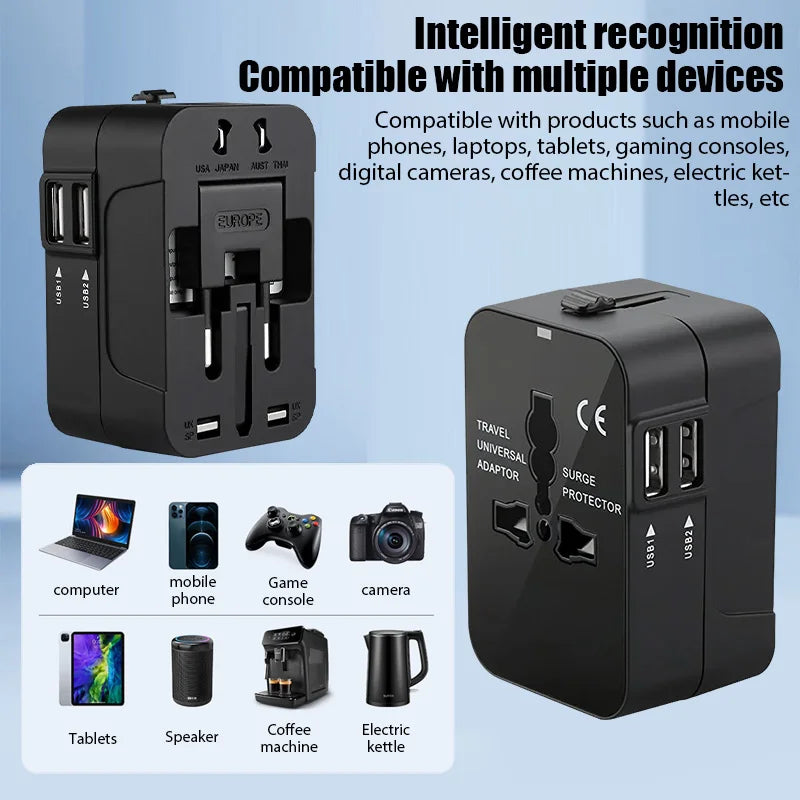 Travel Plug Adapter Universal USB Locking