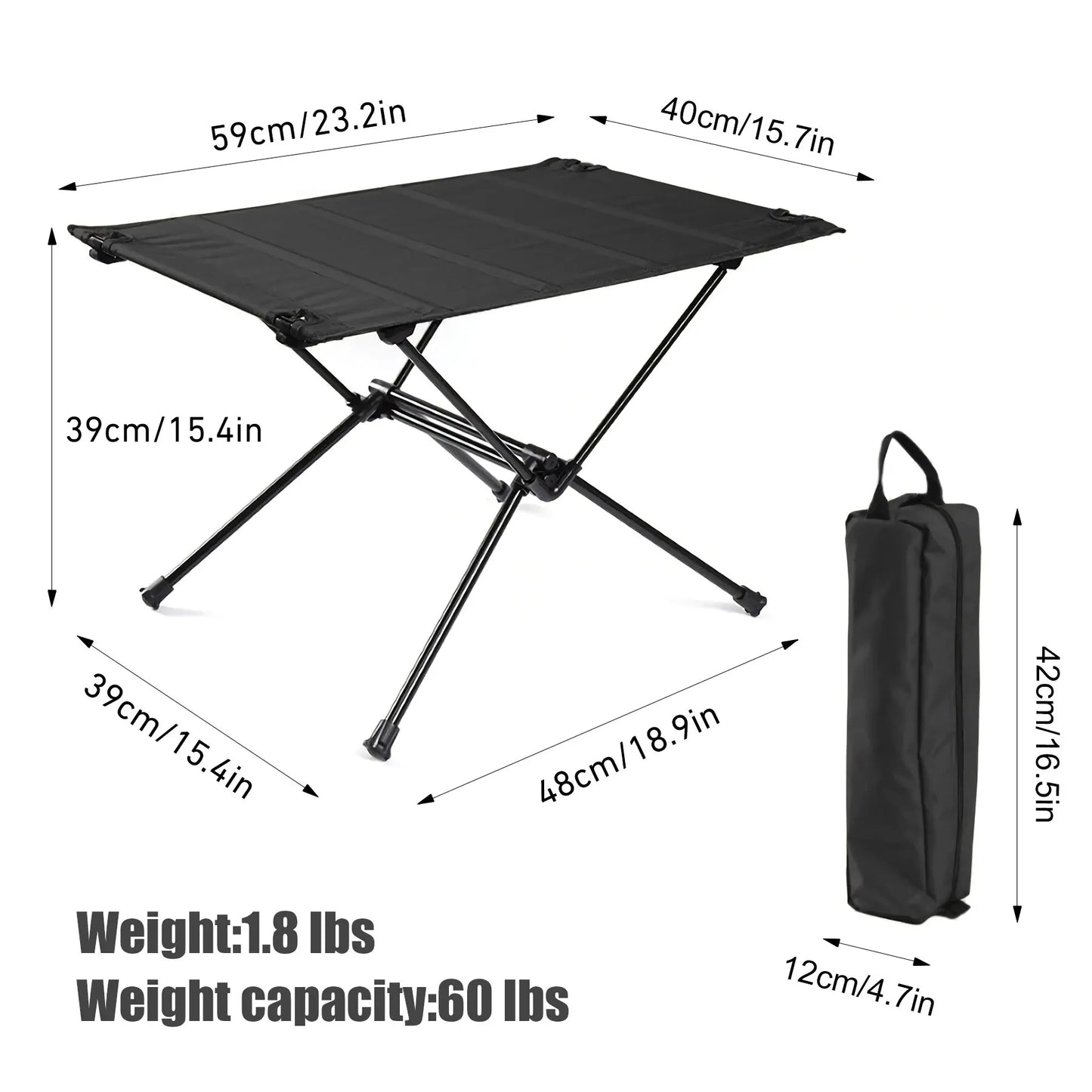 Camping Table Folding Aluminum Portable Roll-Up Lightweight