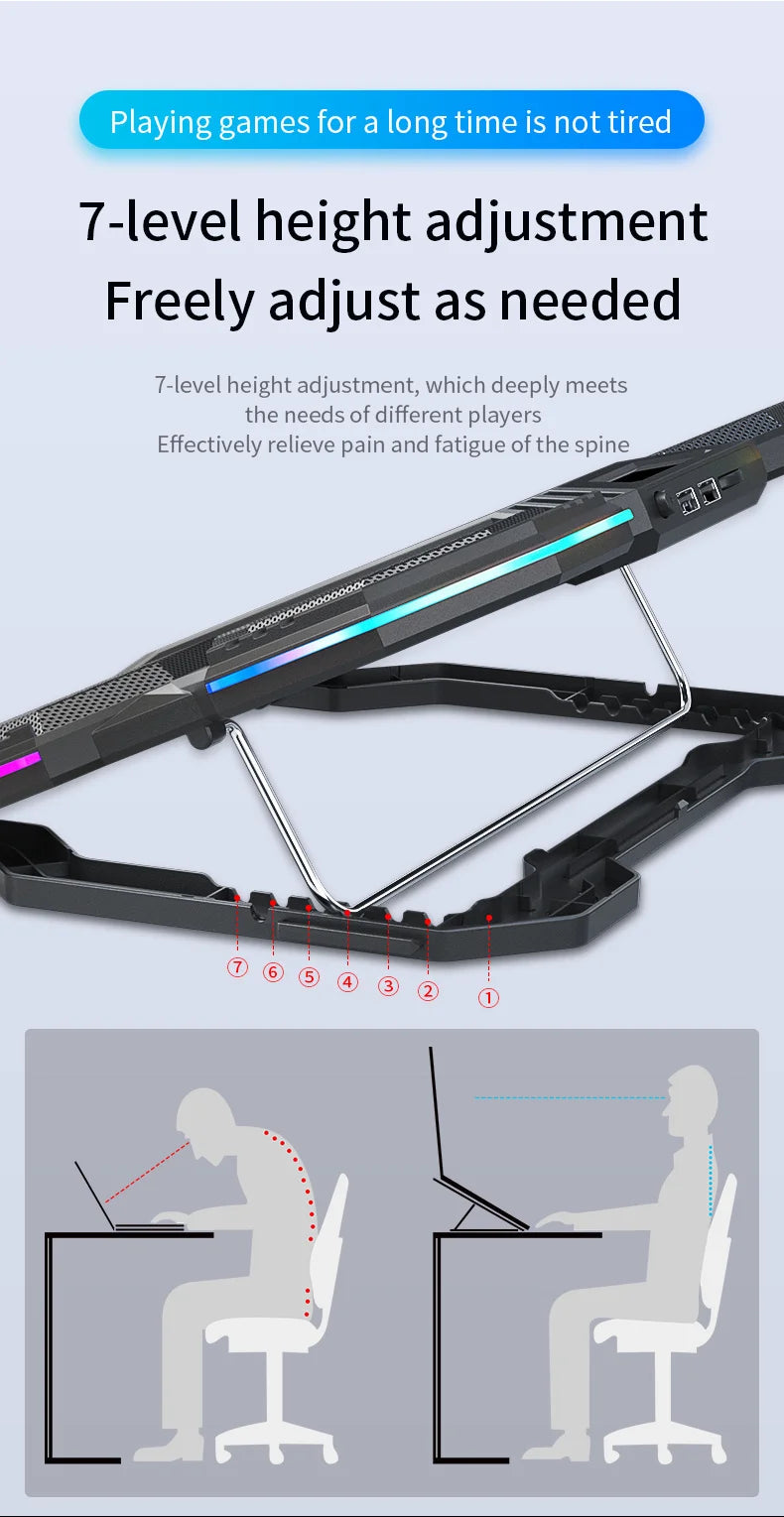 Laptop Cooling Pad RGB Stand with 6 Fans